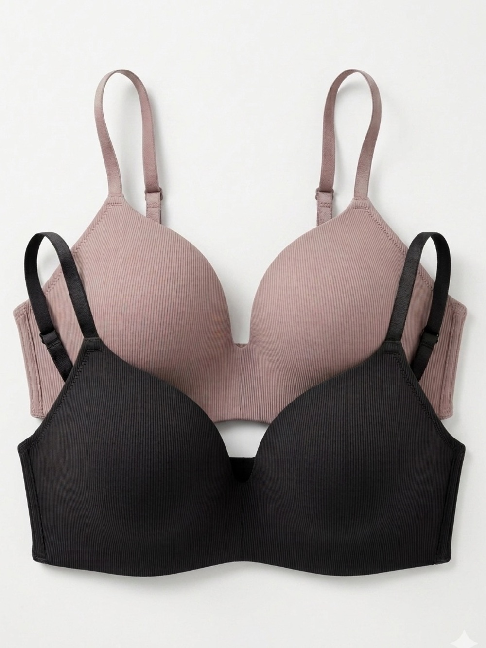 Nautica set of two 38C ribbed lightweight adjustable wireless t shirt bras